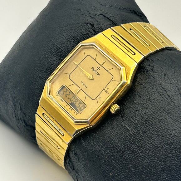 Armitron Gold Tone Octagonal Case Analog-digital Watch Working New Battery main image 6